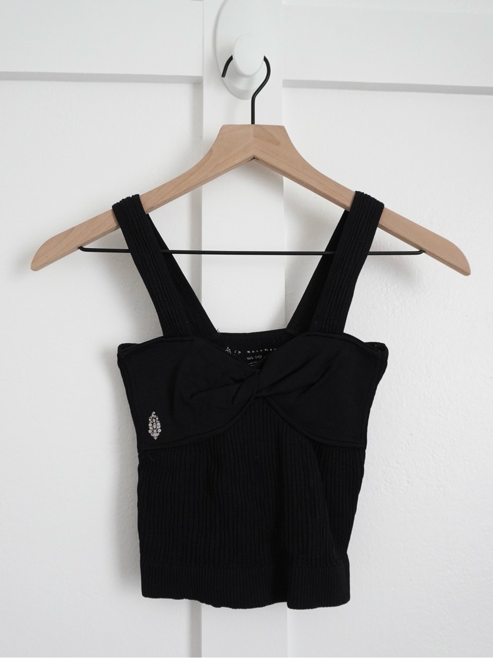 Free People Movement Black Twist Front Ribbed Tank Top